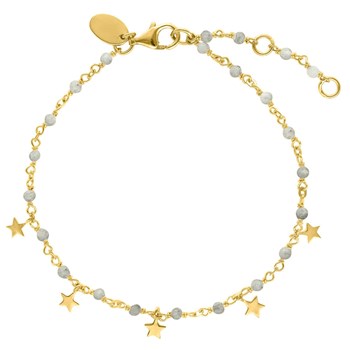 Bracelet Argent Doré étoiles Pierres Naturelles Labradorite
