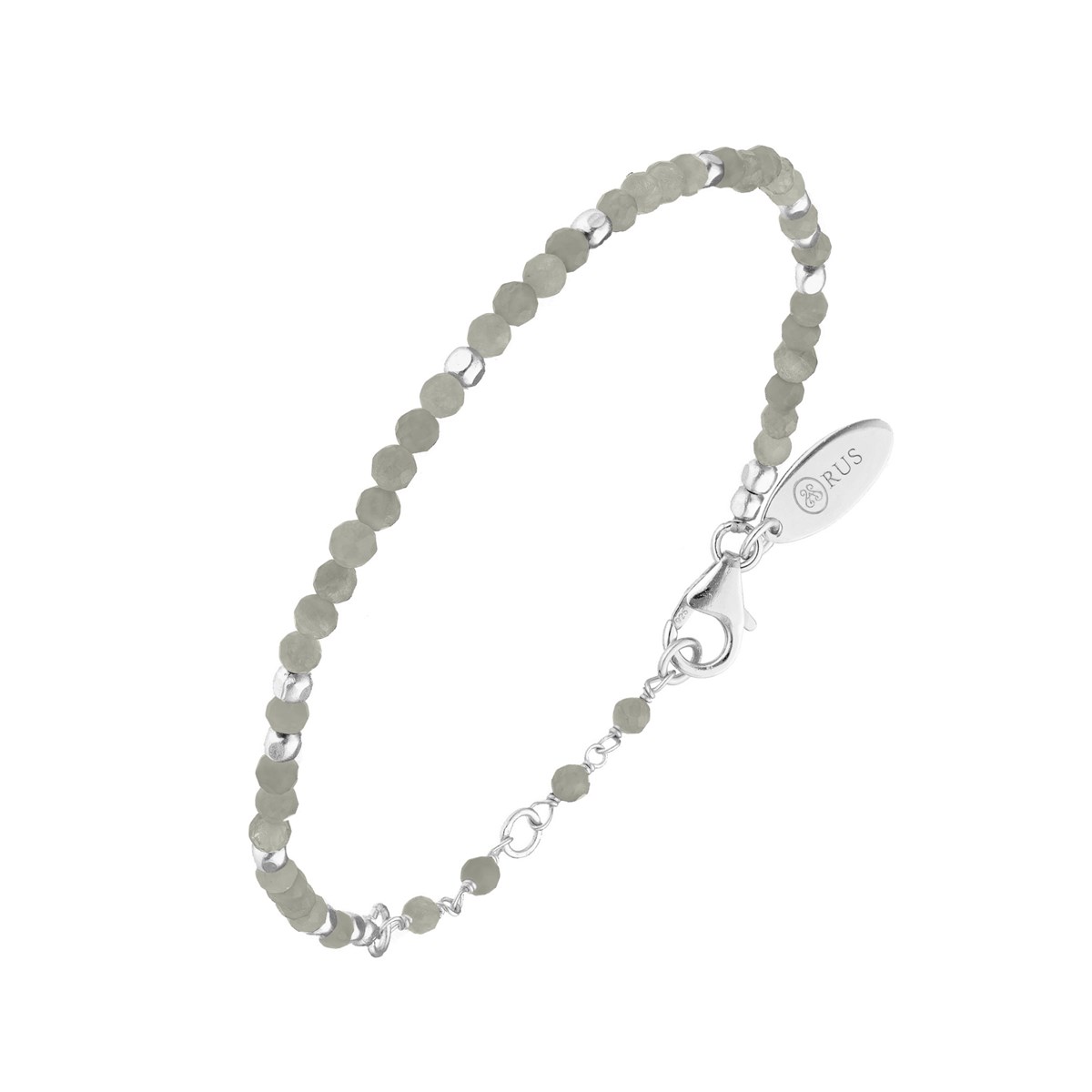 Bracelet Argent Rhodié Simple Perles Naturelles Labradorite