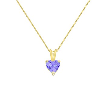 Collier - Pendentif Or 18 Carats 750/000 Jaune Amétyhste Coeur - Femme