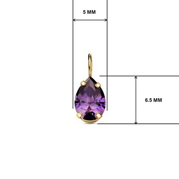Collier - Pendentif Or Jaune 18 Carats 750/000 - Zirconium Améthyste - Chaine Dorée