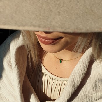 Collier caillou Jade femme or