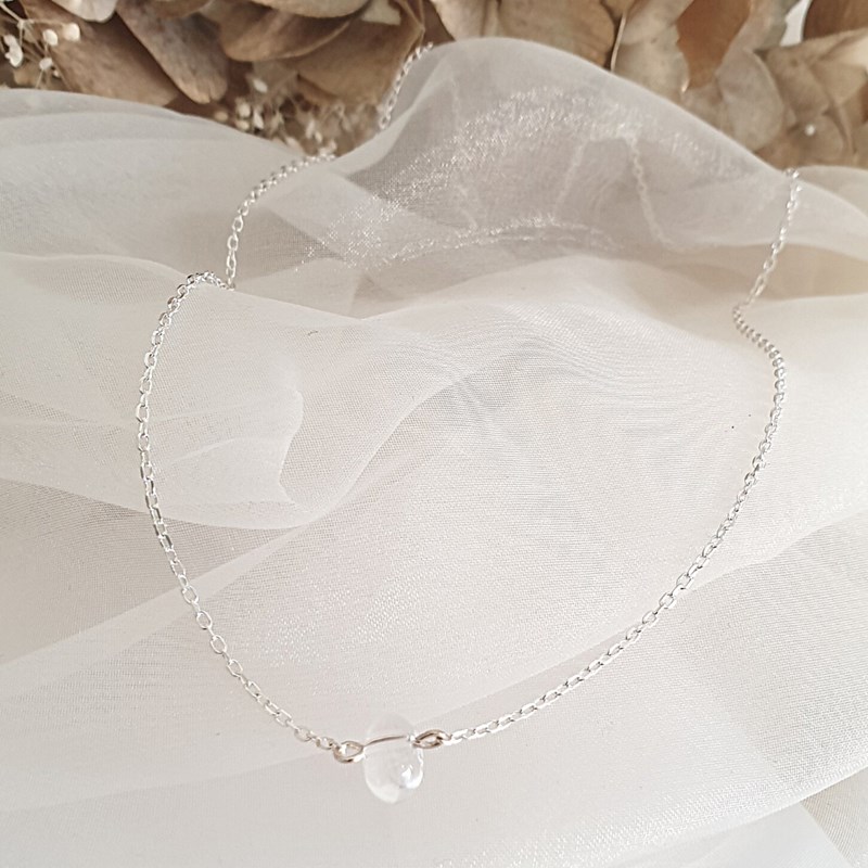 Collier caillou Cristal de roche femme Argent - vue 2