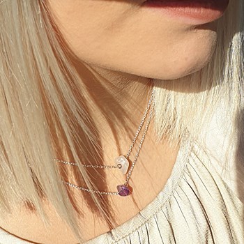 Collier caillou Améthyste femme Argent