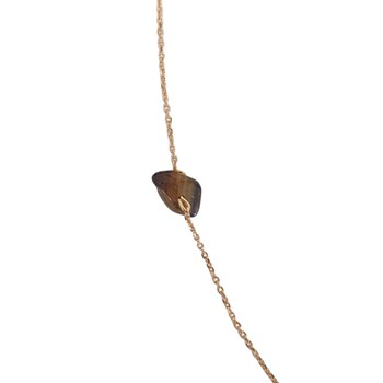Collier caillou OEil de Tigre femme or