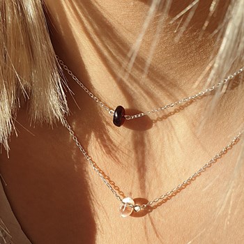 Collier caillou Grenat femme argent