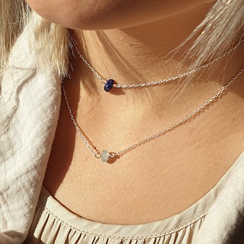 Collier caillou Aigue marine femme argent