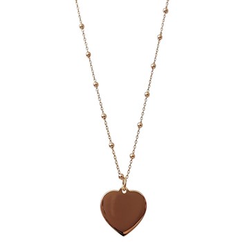 Collier chaîne perlé et coeur femme or