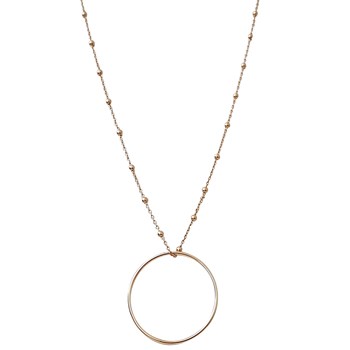 Collier chaîne perlé et rond femme or