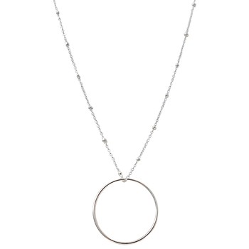 Collier chaîne perlé et rond femme argent