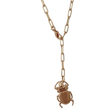 Collier Scarabée chaîne rectangulaire femme or