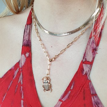 Collier Scarabée chaîne rectangulaire femme or