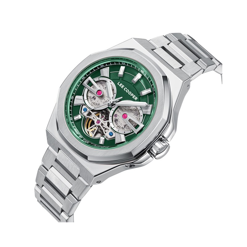 Montre homme - Analogique - Daniel - Boitier octogonale en métal - Cadran vert - vue 2