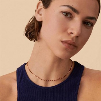 Collier Agatha Smarty laiton doré et email bordeaux