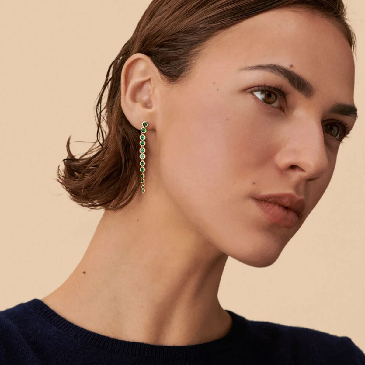 Boucles d'oreilles Agatha Adamas laiton doré_x000D_
zirconium verts - vue 2