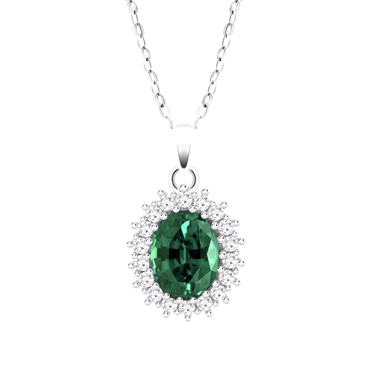 Collier Lotus Silver marguerite oxyde vert