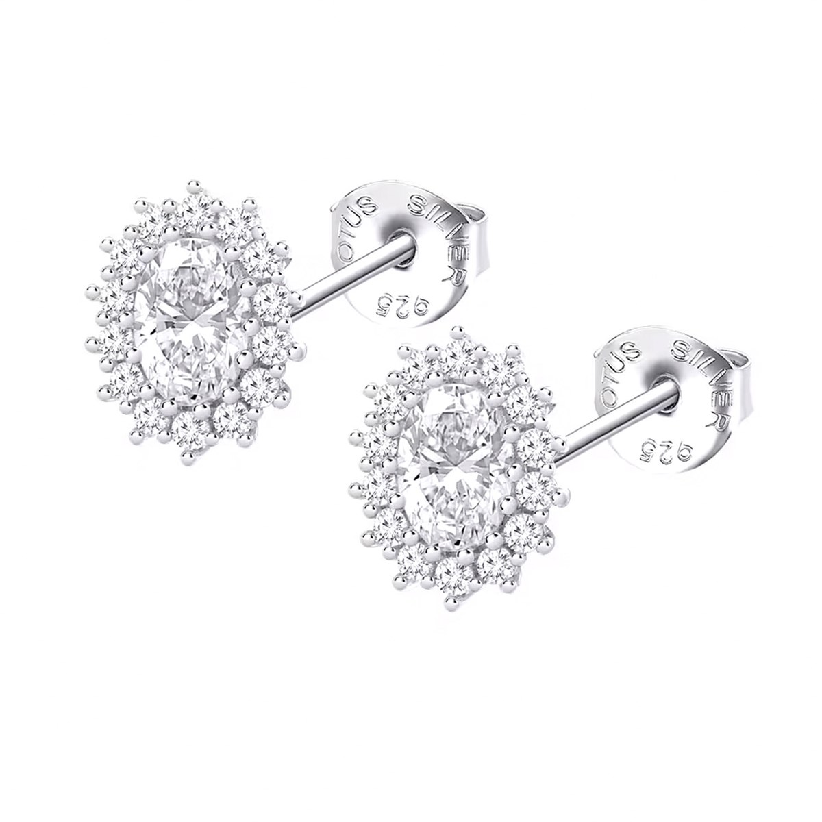 Clous d'oreilles Lotus Silver Marquise blanc