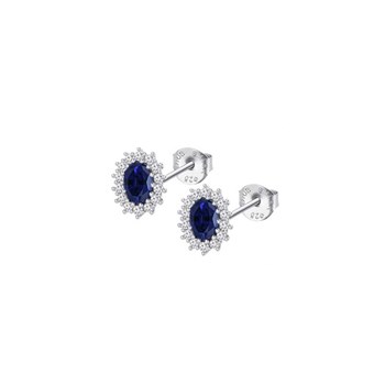 Puces d'oreilles Lotus Silver marguerite oxyde bleu