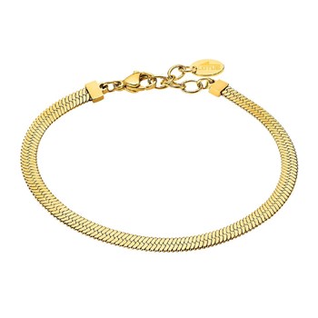 Bracelet Lotus Style Maille Miroir Acier Doré