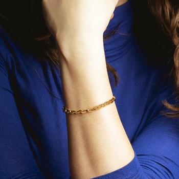 Bracelet Lotus Style Maille Forçat Acier Doré