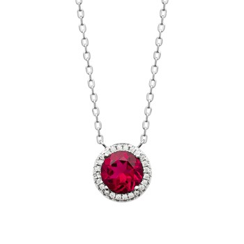 Collier Brillaxis argent rhodié pendentif rouge