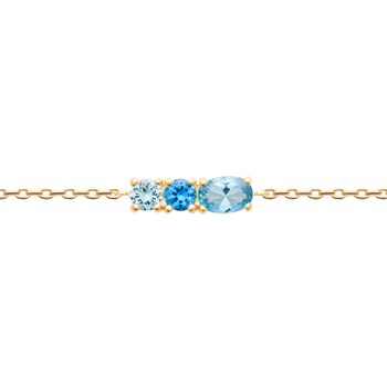Bracelet Brillaxis plaqué or 3 oxydes bleus