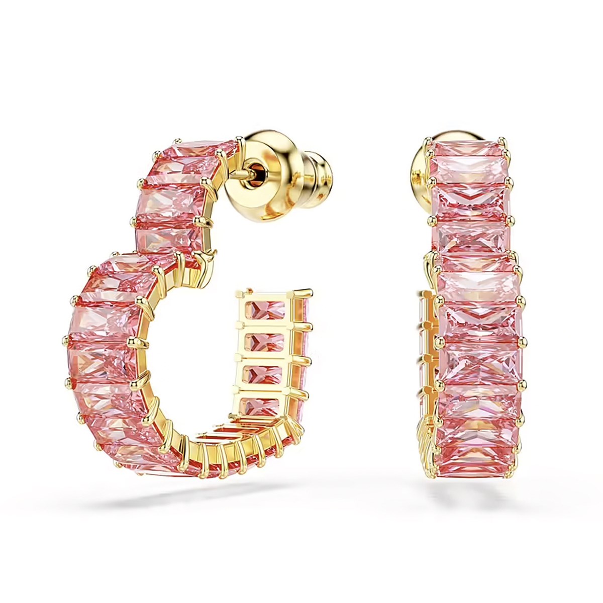 Boucles d'oreilles Swarovski Matrix Coeur_x000D_
doré et rose