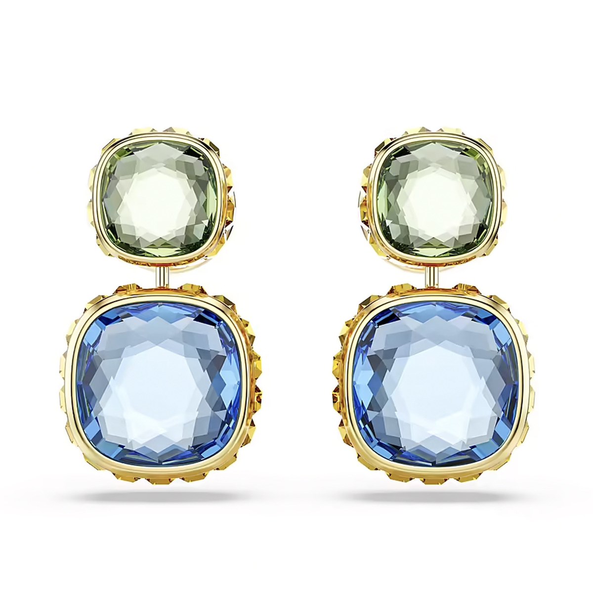 Boucles d'oreilles Swarovski Chroma réversibles_x000D_
bleu, vert et rose