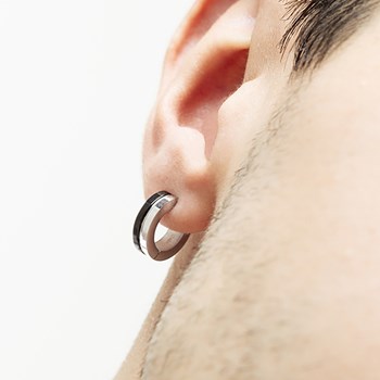 Boucles d'oreilles créoles homme Lotus Style
bicolore