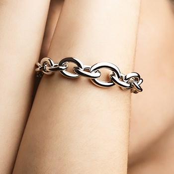 Bracelet Lotus Style mailles rondes acier