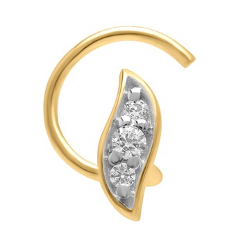 Piercing de nez feuille or jaune 18k oxydes