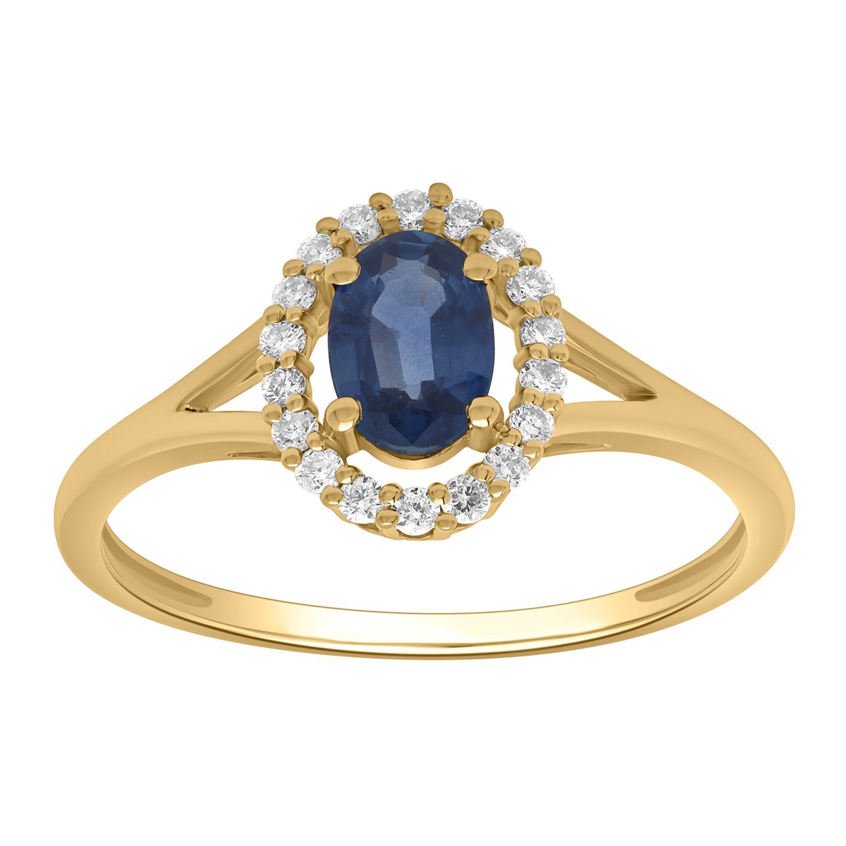 Bague or jaune 18 carats tanzanite diamants - vue 2