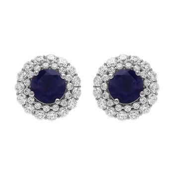 Boucles d'oreilles or blanc 18K iolite oxydes