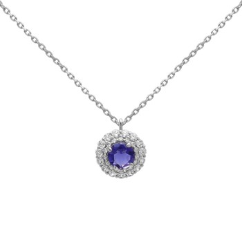 Collier Brillaxis or blanc 18 carats iolite oxydes