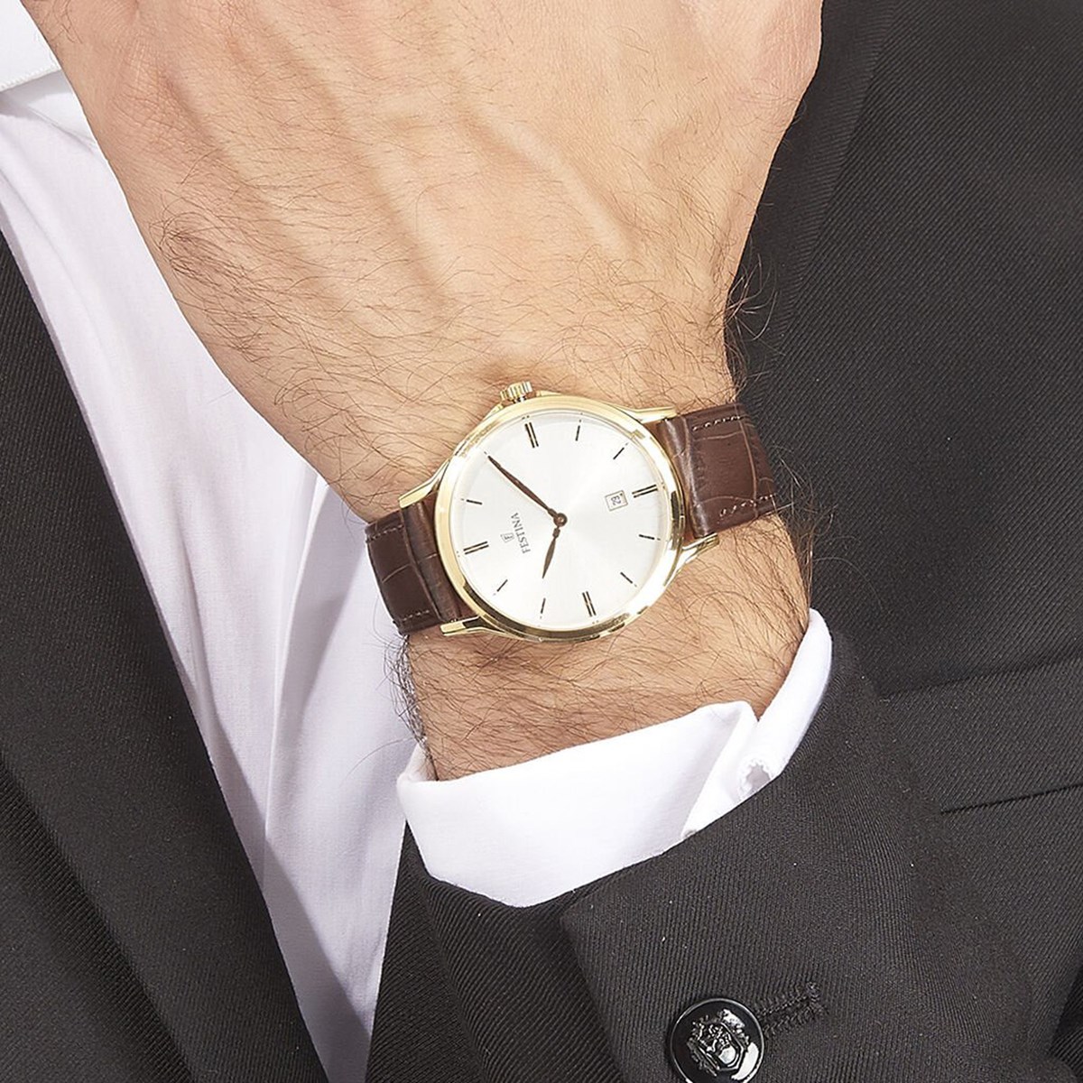 Montre Festina classique cuir marron - vue 2