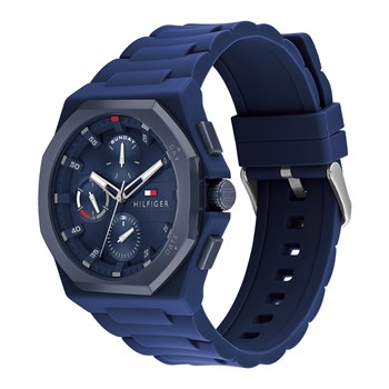 Montre Tommy Hilfiger chrono en silicone bleu marine