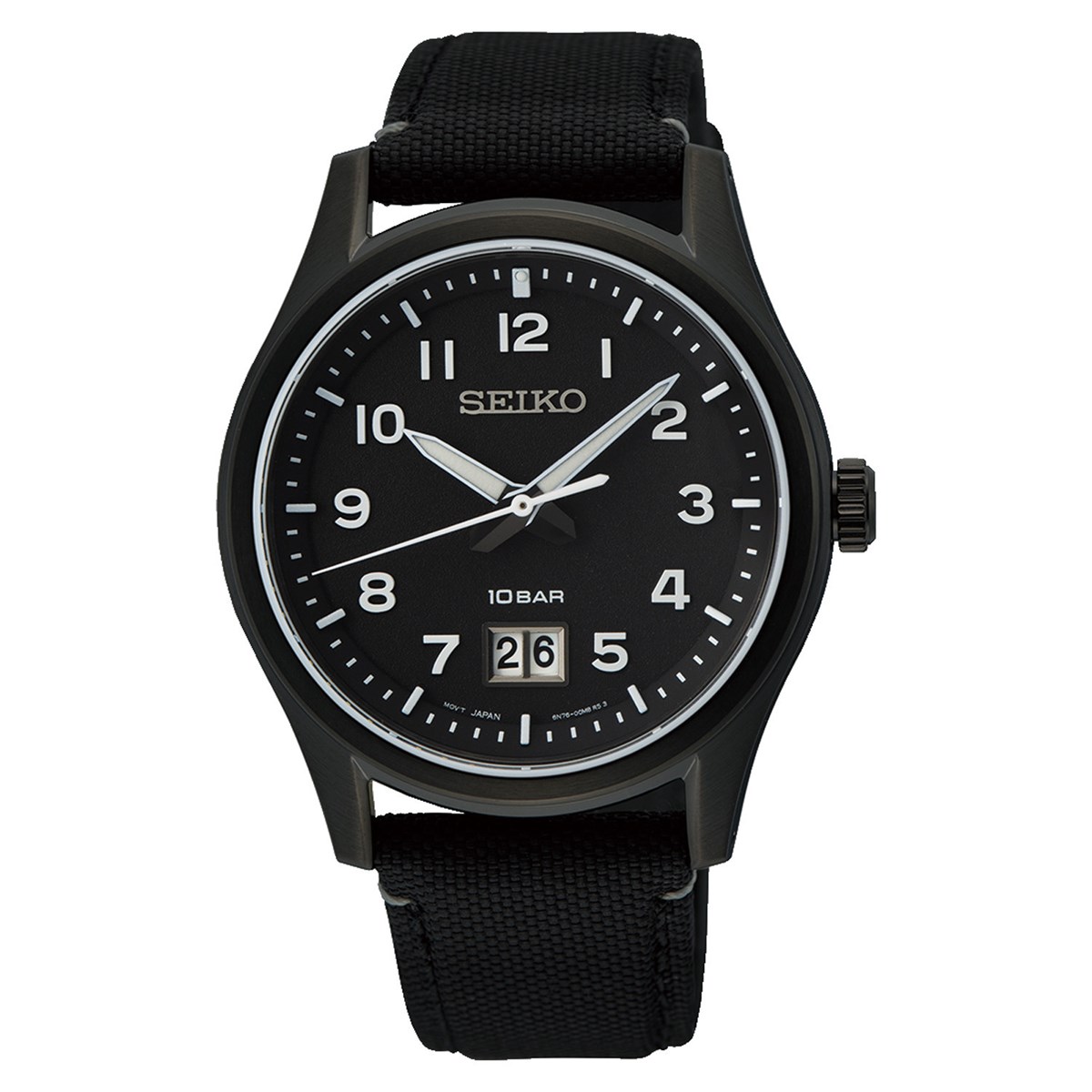 Montre Seiko date bracelet textile noir