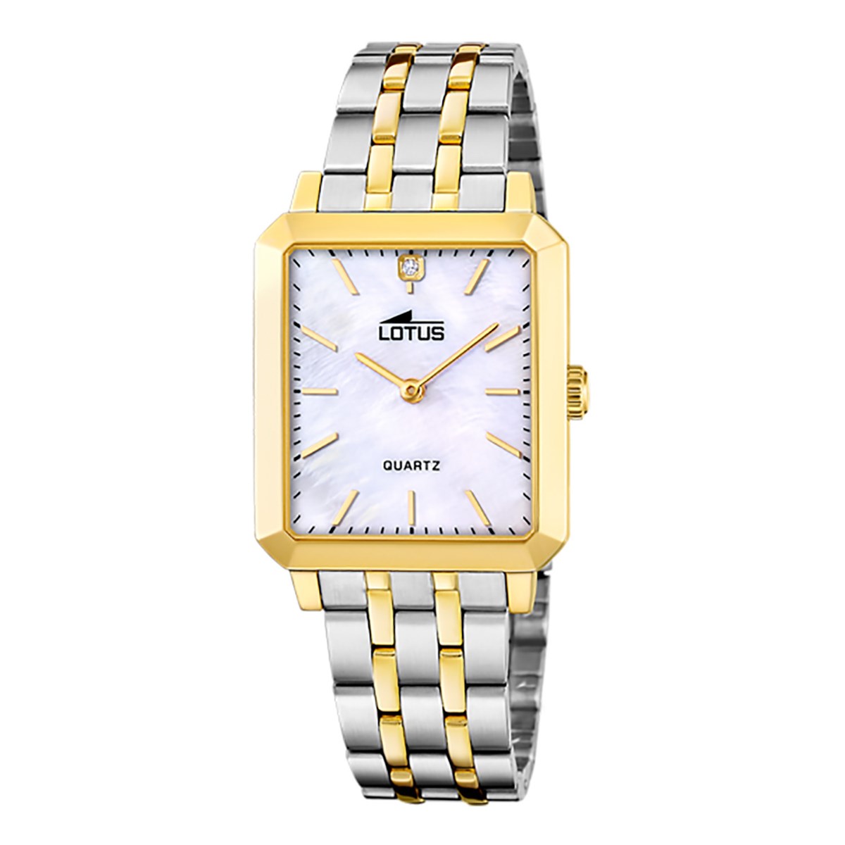Montre femme Lotus rectangulaire acier bicolore