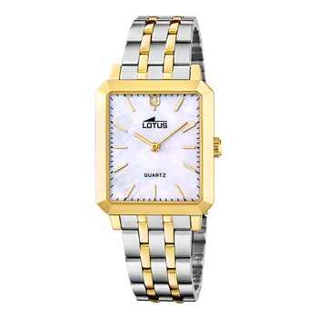 Montre femme Lotus rectangulaire acier bicolore