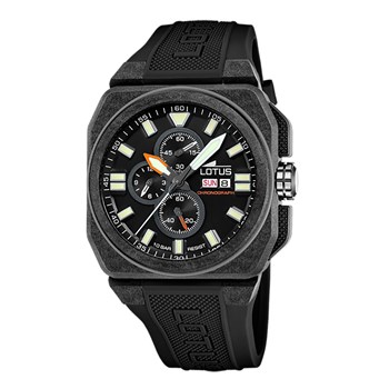 Montre Lotus carrée chrono caoutchouc noir