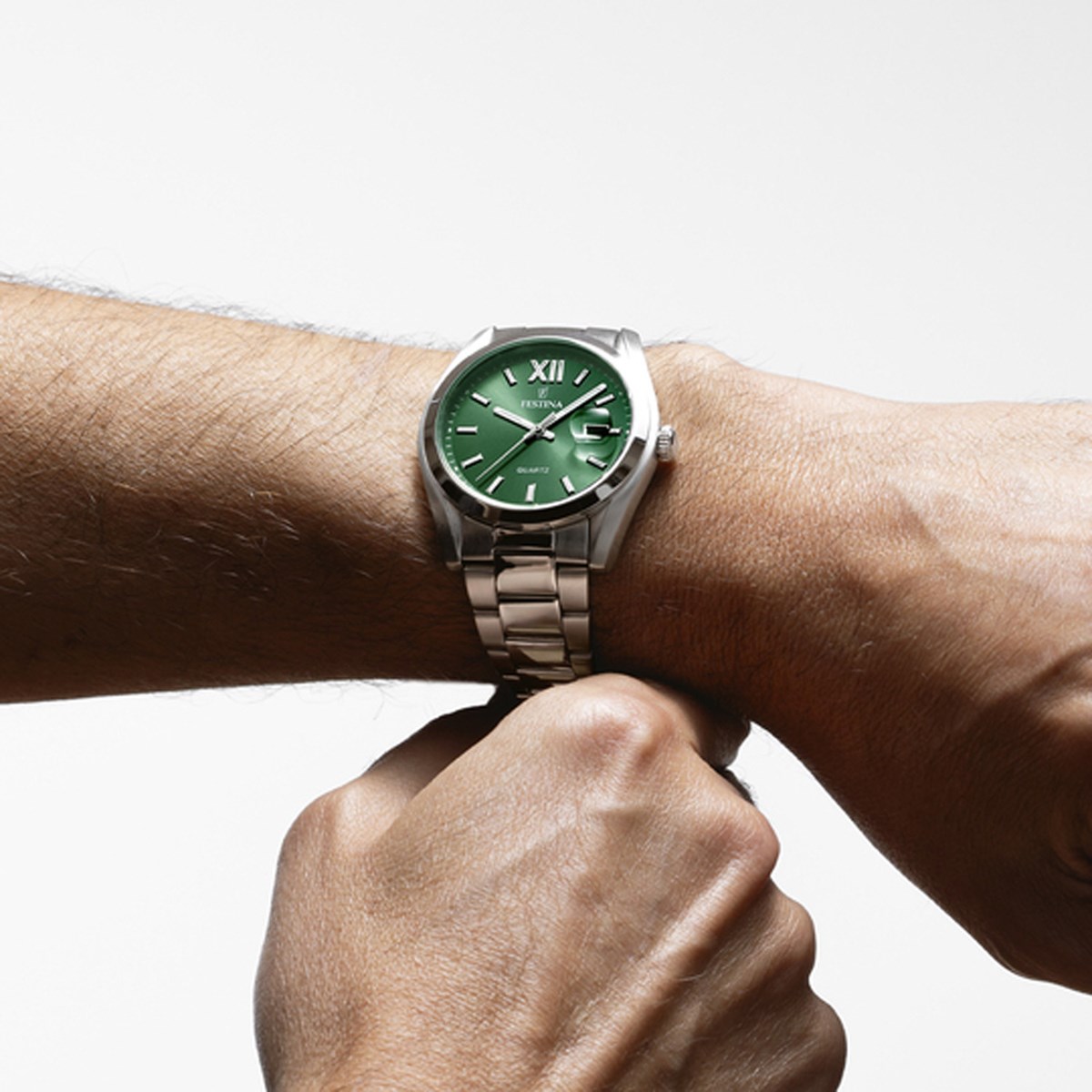 Montre Festina classique acier cadran vert - vue 2