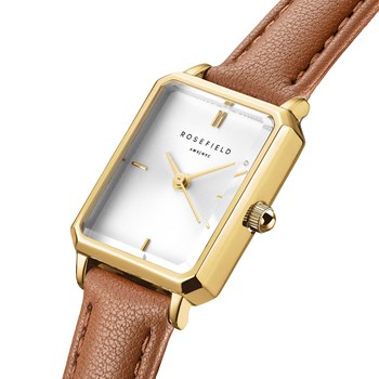 Montre femme Rosefield Octagon XS cuir camel