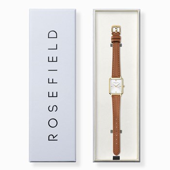 Montre femme Rosefield Octagon XS cuir camel