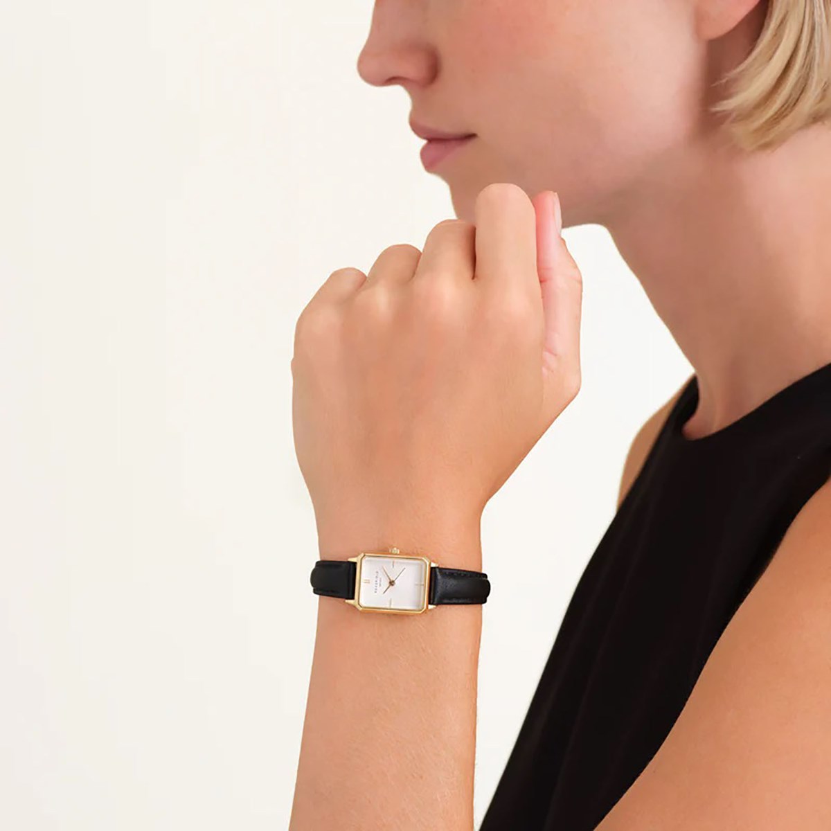Montre femme Rosefield Octagon XS cuir noir - vue 2