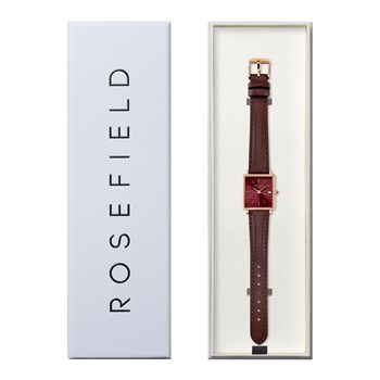 Montre femme Rosefield Boxy XS cuir marron foncé