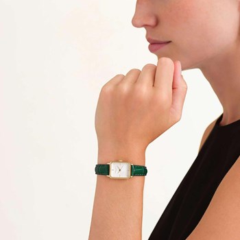 Montre femme Rosefield Octagon XS cuir émeraude