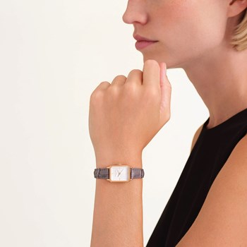 Montre femme Rosefield Octagon XS cuir gris