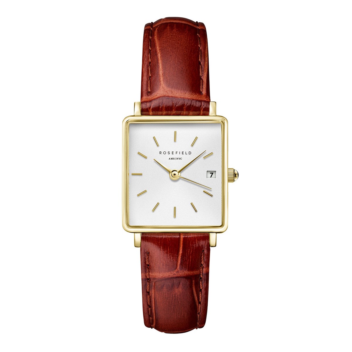 Montre femme Rosefield Boxy XS cuir marron
