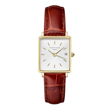 Montre femme Rosefield Boxy XS cuir marron