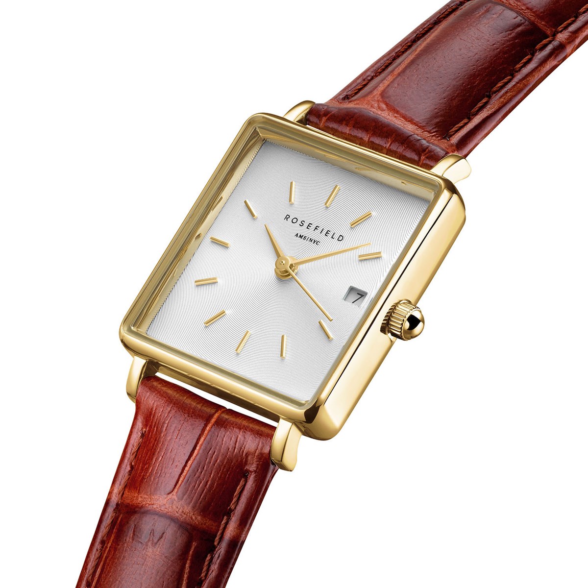 Montre femme Rosefield Boxy XS cuir marron - vue 3