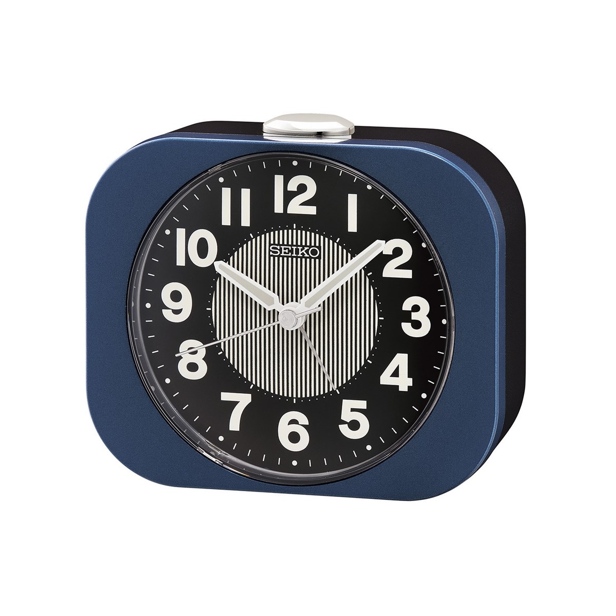 Réveil Seiko classique bleu métallisé cadran noir